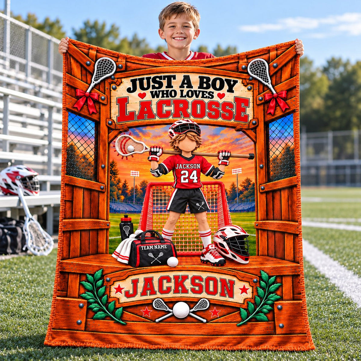 Just A Boy Who Loves Lacrosse, Personalized Lacrosse Blanket, Custom Player Name Gift, Gift For Lacrosse Players Lacrosse Lover T1807 Nh00 TL06