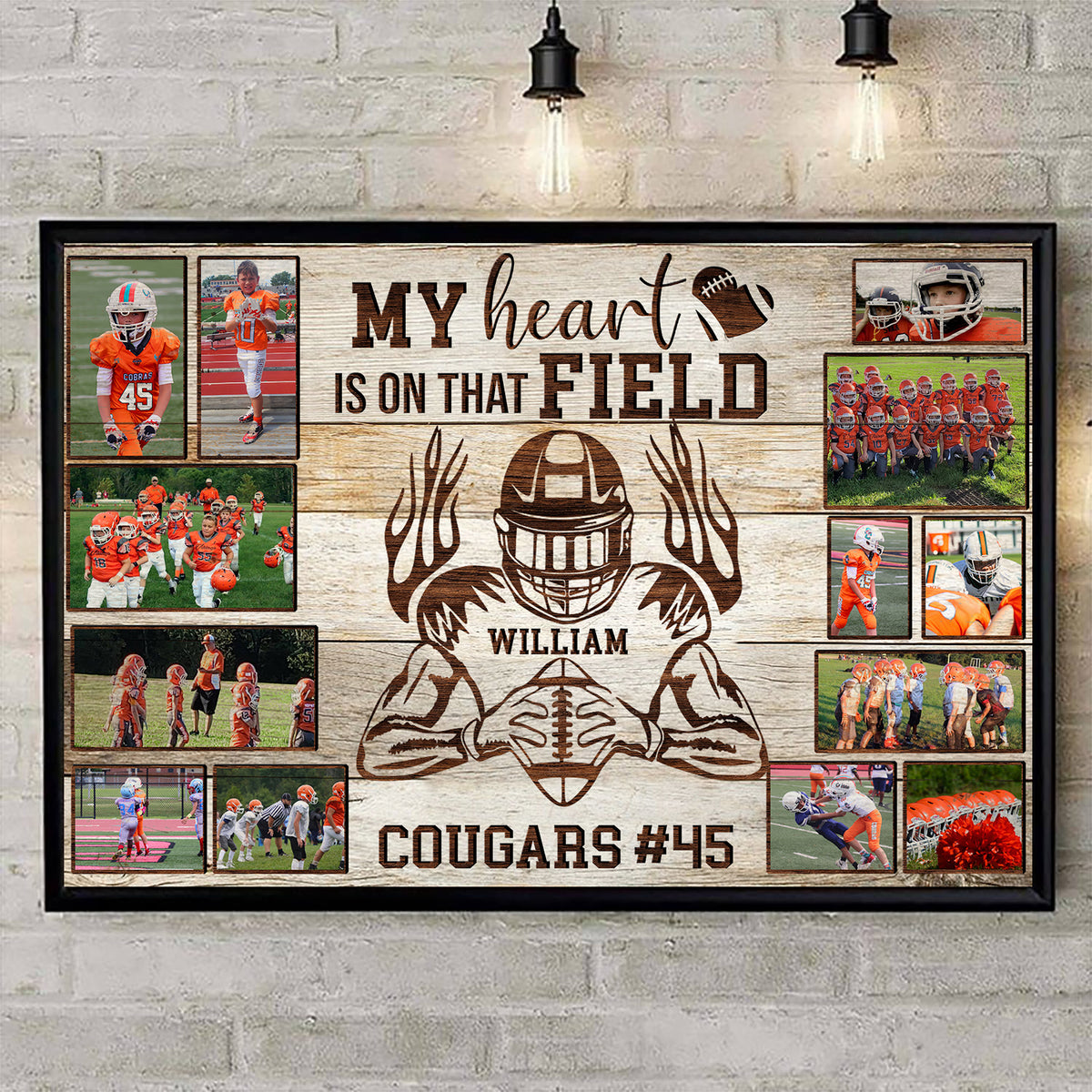 Personalized American Football Player Poster & Canvas Custom Photo, Name, Team Name K1702 Trhn