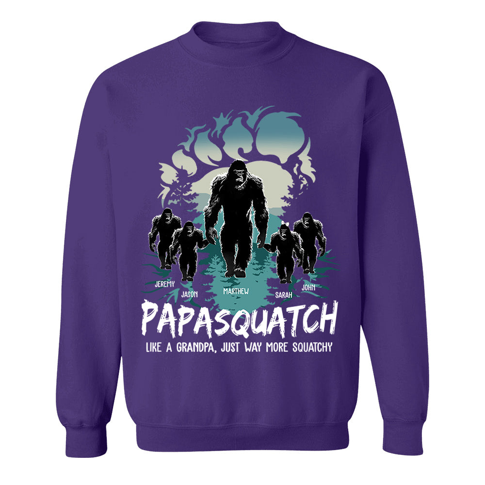 Papasquatch, Like A Grandpa, Just Way More Squatchy - Bigfoot Footprint Personalized Shirt Nh00