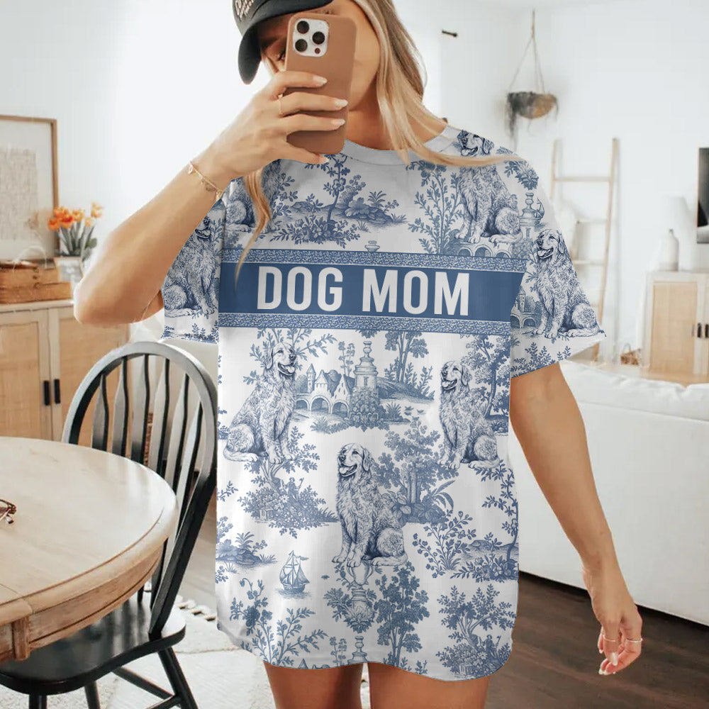 Custom Dog Mom Style Gift Toile De Jouy Chinoiseries, Personalized All Over Print Shirt T1807 Do98