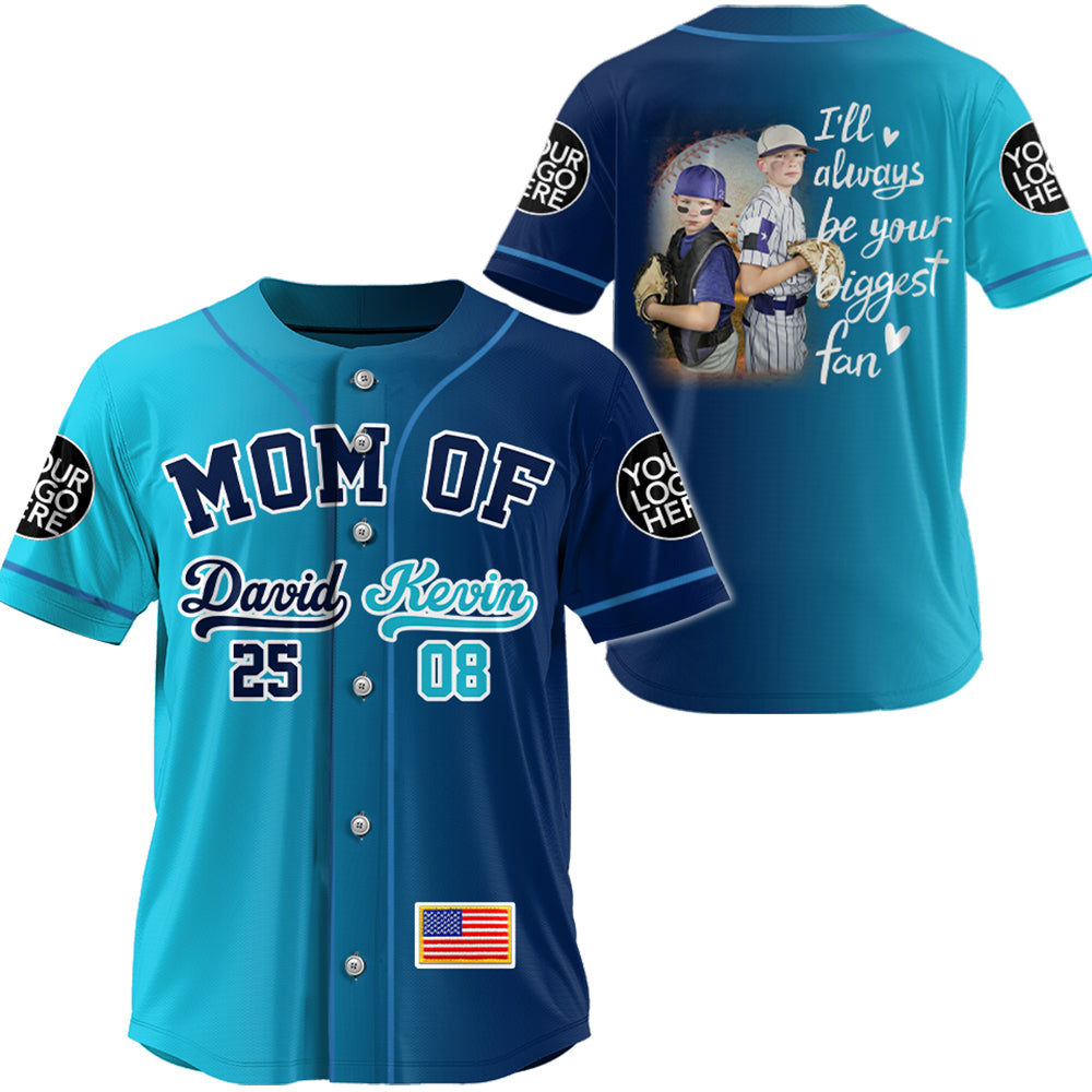 I'll Be Your Biggest Fan, Custom Kids' Names & Photo Baseball Jersey Gradient, Gift For Baseball Lover A2110 Hv01