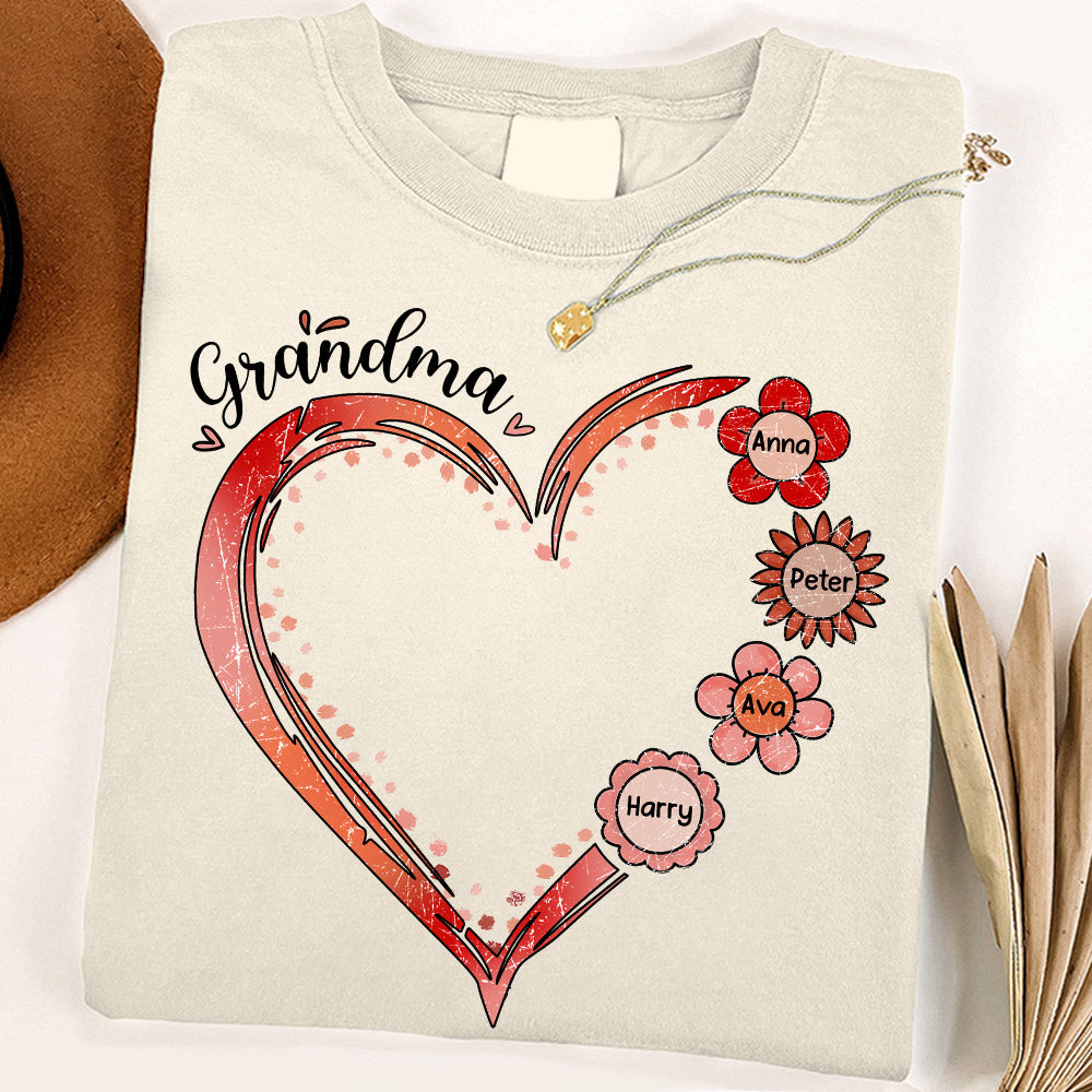 Grandma and Grandkids, Forever In Grandma's Heart - Family Personalized Custom Comfort Colors T-Shirt Do99