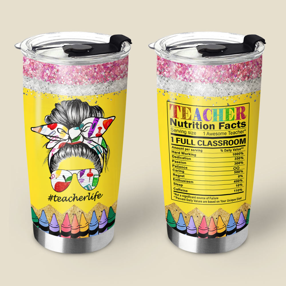 Personalized Teacher Nutrition Facts Tumbler For Teachers Teacher Appreciation Gift Vr2 Ph99