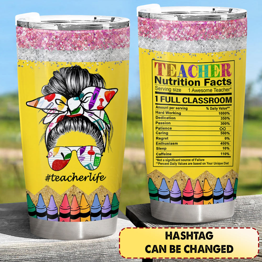 Personalized Teacher Nutrition Facts Tumbler For Teachers Teacher Appreciation Gift Vr2 Ph99