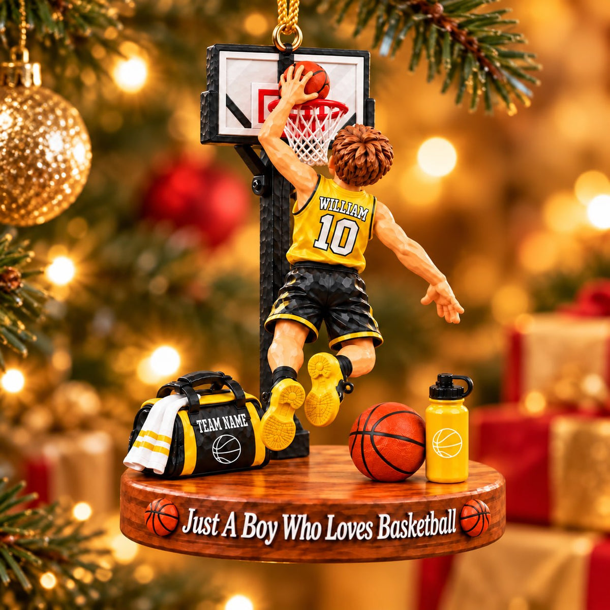 Custom Just A Boy Who Loves Basketball Ornament, Christmas Tree Decoration, Basketball Gift Na02 T24 NT01