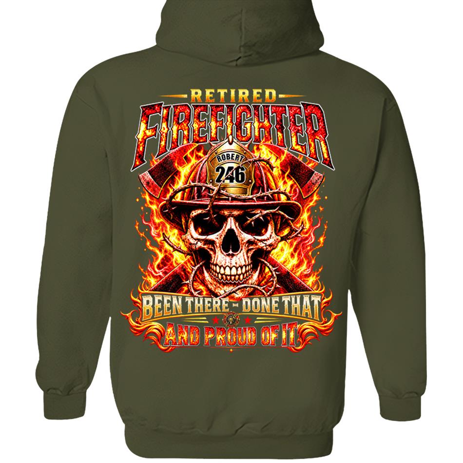 Personalized Retired Firefighter Shirt, Custom Name & Badge Number, Been There Done That, Proud Firefighter Retirement Gift H2511 Trna KL07