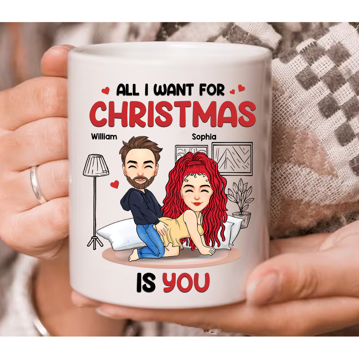 All I Want For Christmas Is You Personalized Custom Mug - Christmas Gift For Couple, Husband Wife, Anniversary Pa00