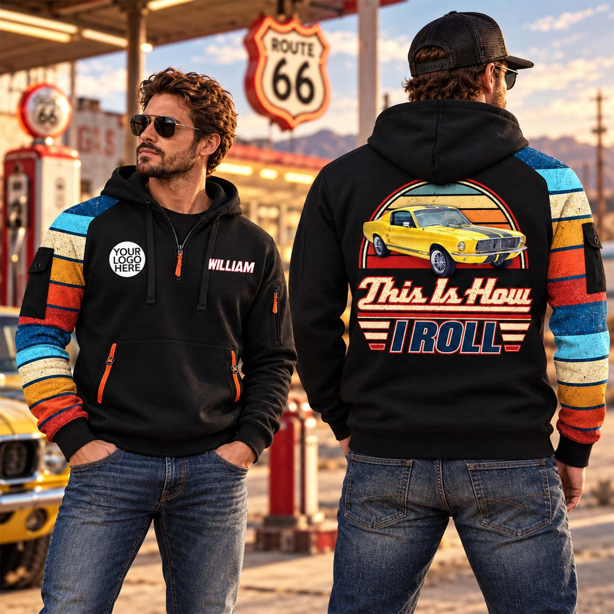 This Is How I Roll - Personalized Photo Classic Car Half Zipper Hoodie - Gift for Dad, Grandpa & Car Lovers A2110 Pt99 VN09