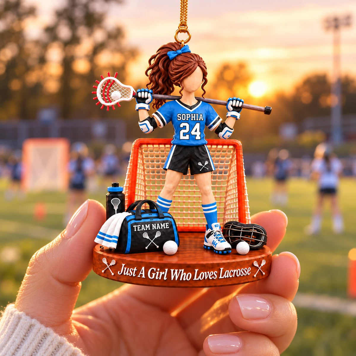Personalized Just A Girl Who Loves Lacrosse Ornament, Custom Name & Number Player Lacrosse Ornament, Gift For Lacrosse Lover T1807 Hv01