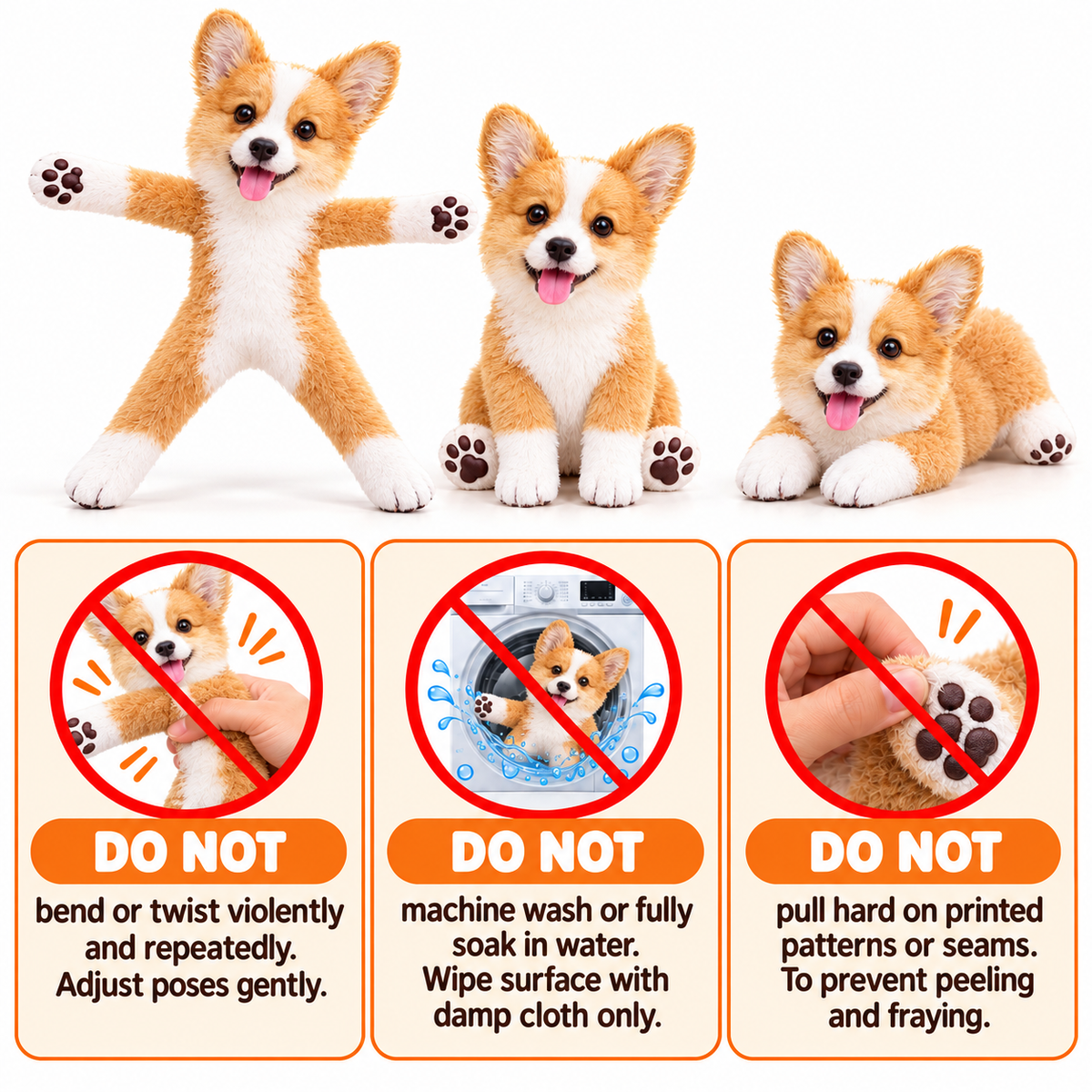 Personalized Welsh Corgi Photo Pet Squishy Toy Poseable Plush Doll, Funny Gift For Dog Mom, Dad, Pet Lover T1807 T24 TL06