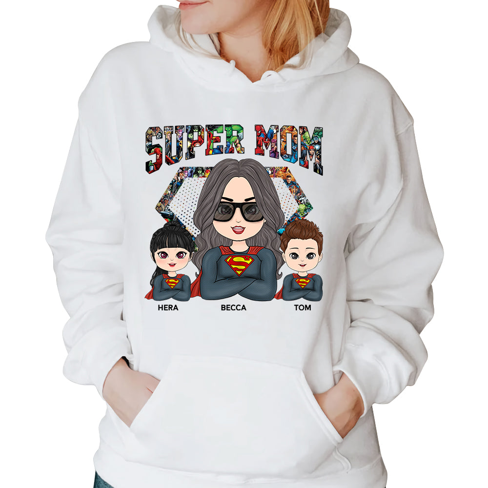Super Mom Doll Woman And Kids Personalized Shirt