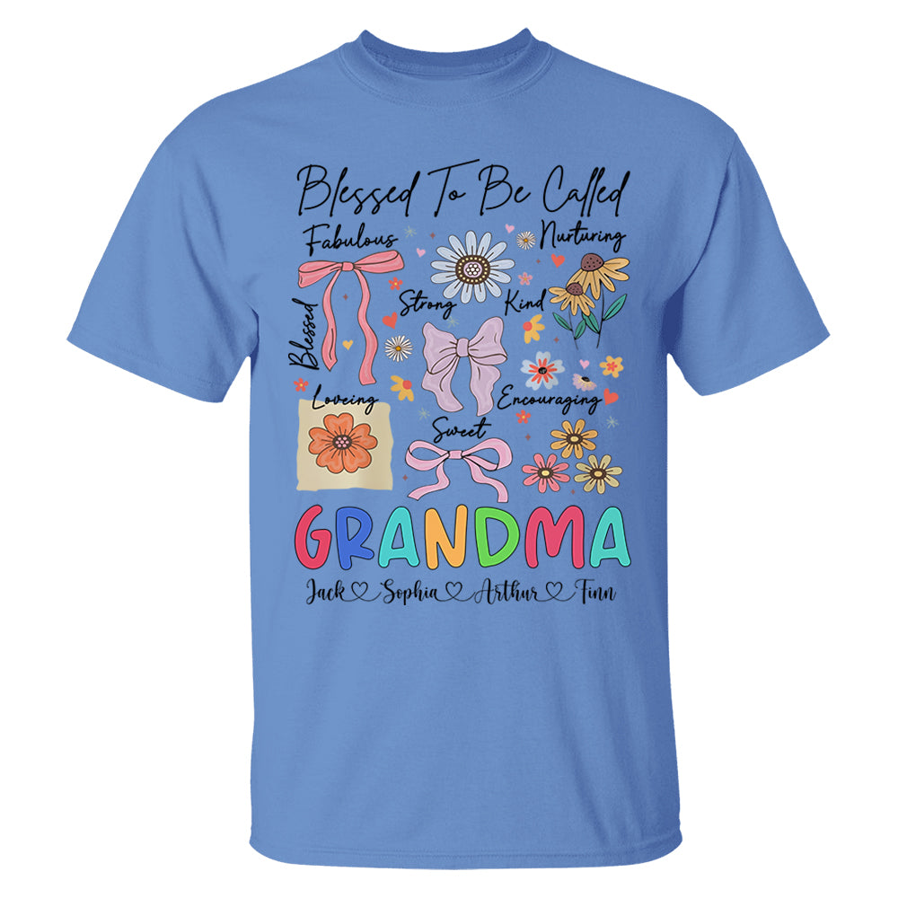 Blessed To Be Called Grandma Coquette - Personalized Christian Wildflower Shirt For Grandma Tu20