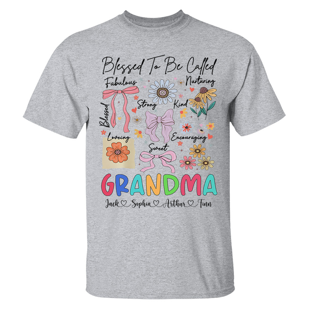Blessed To Be Called Grandma Coquette - Personalized Christian Wildflower Shirt For Grandma Tu20