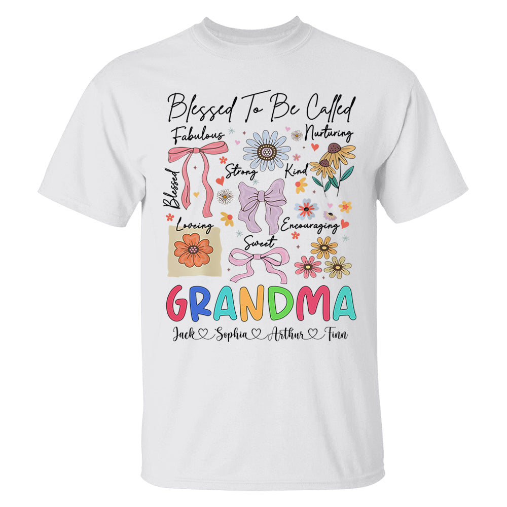Blessed To Be Called Grandma Coquette - Personalized Christian Wildflower Shirt For Grandma Tu20