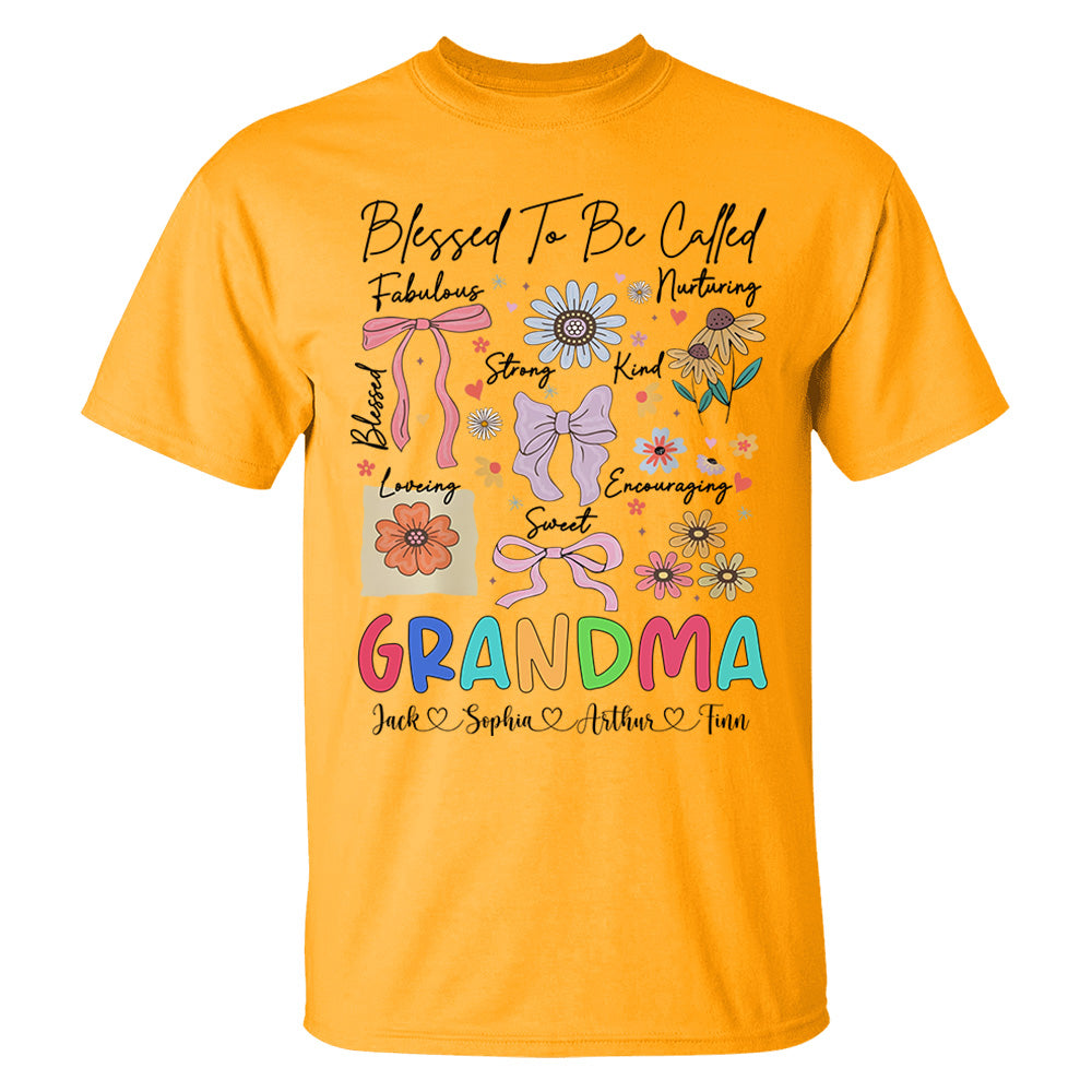 Blessed To Be Called Grandma Coquette - Personalized Christian Wildflower Shirt For Grandma Tu20