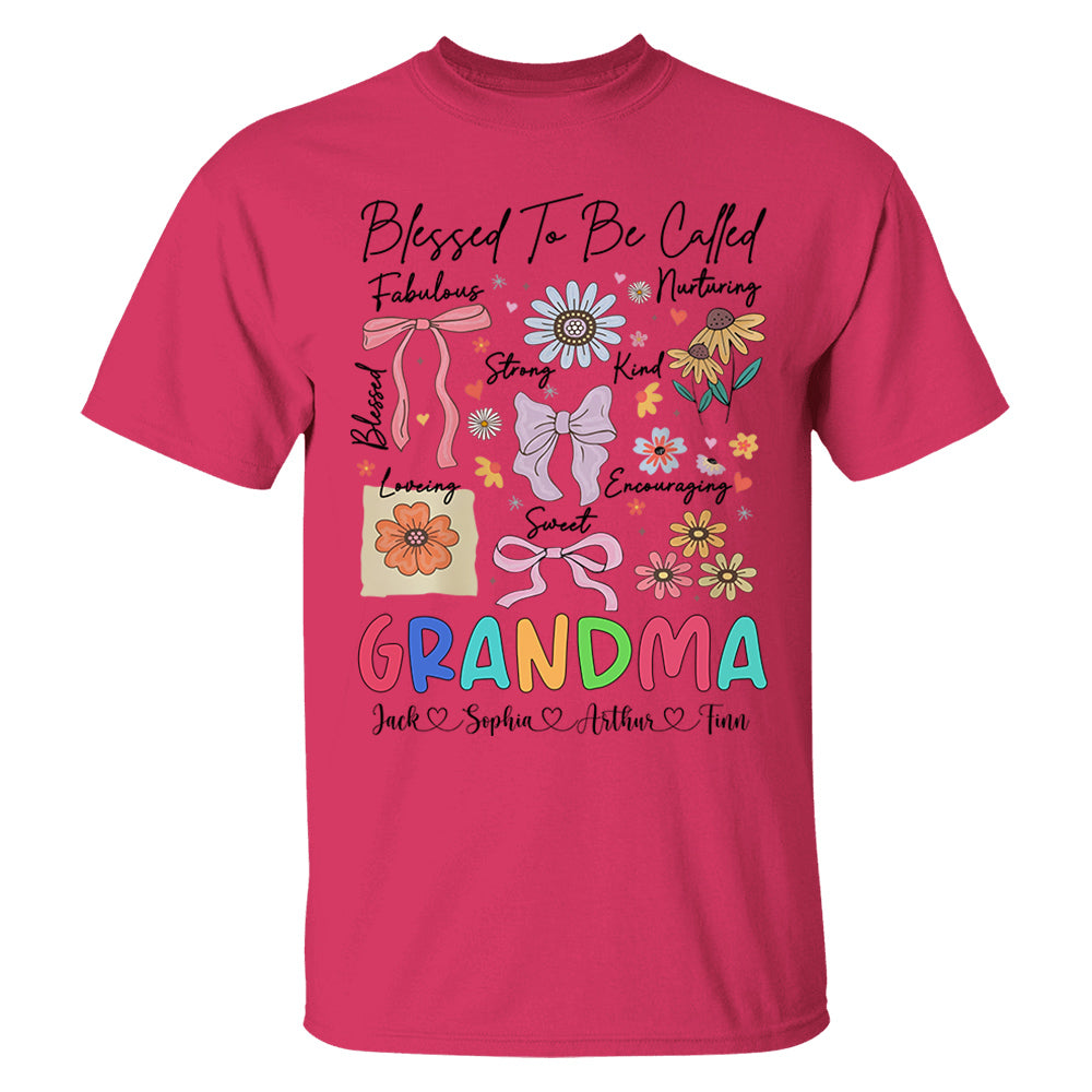 Blessed To Be Called Grandma Coquette - Personalized Christian Wildflower Shirt For Grandma Tu20