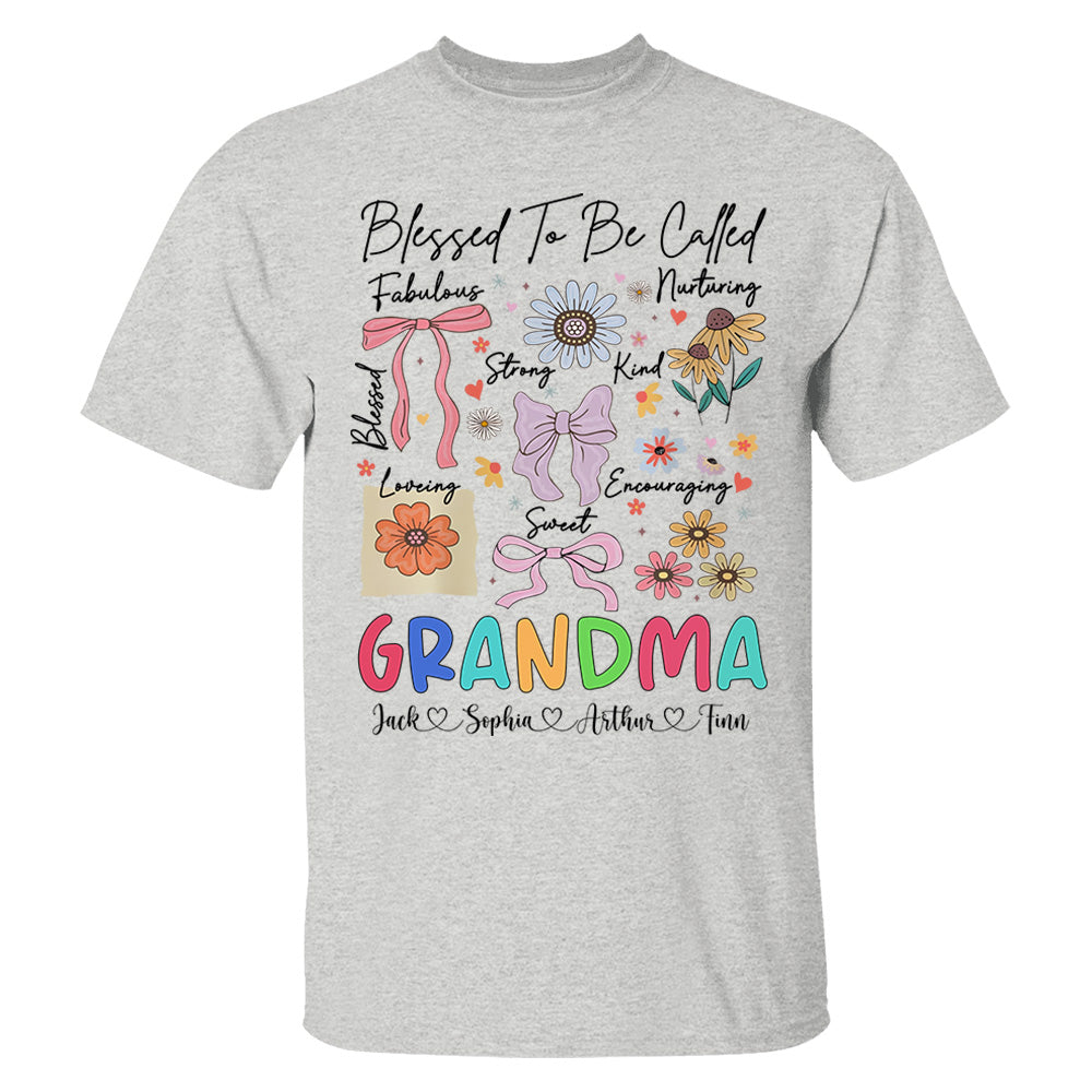 Blessed To Be Called Grandma Coquette - Personalized Christian Wildflower Shirt For Grandma Tu20