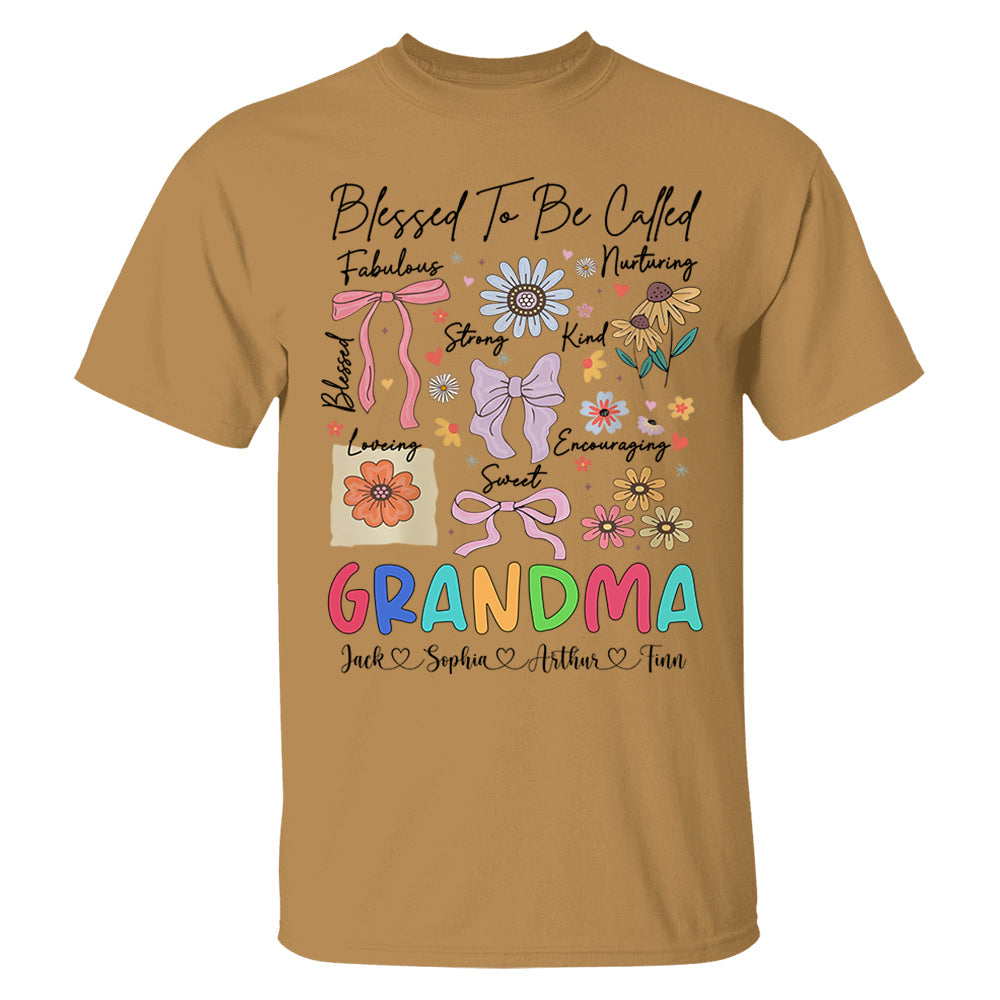 Blessed To Be Called Grandma Coquette - Personalized Christian Wildflower Shirt For Grandma Tu20