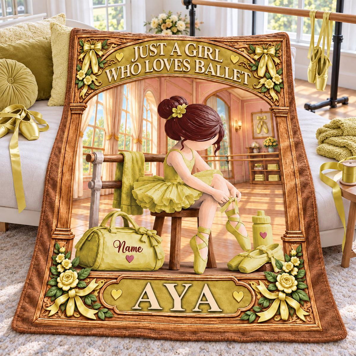 Personalized Ballet Dancer Blanket, Dance Recital Christmas Keepsake C2408 Nh00 DH09