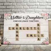 Mother & Daughters Sons Forever Linked Together Crossword Puzzle Art Personalized Poster Tu20