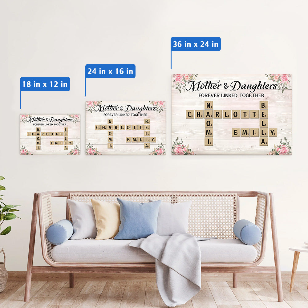 Mother & Daughters Sons Forever Linked Together Crossword Puzzle Art Personalized Poster Tu20