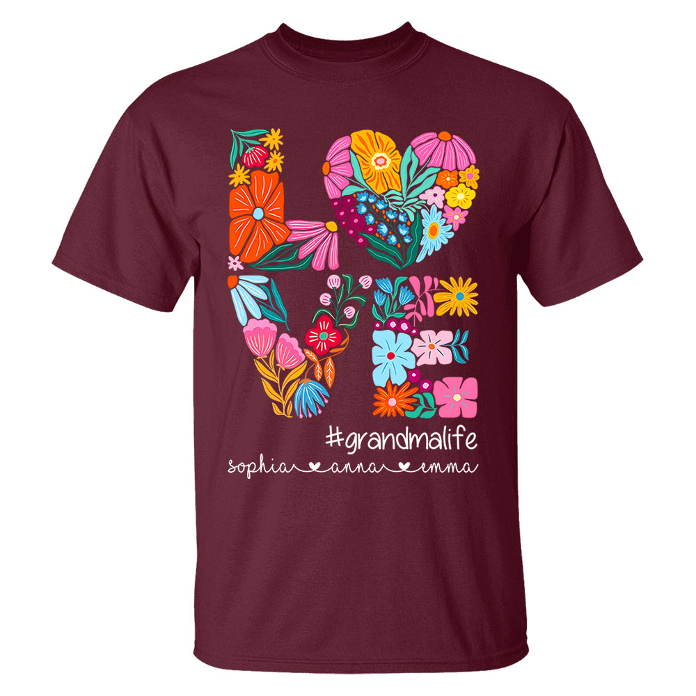 Love Grandmalife - Cute Personalized Floral Shirt For Mother's Day - Custom Kids Names NA04 Do99