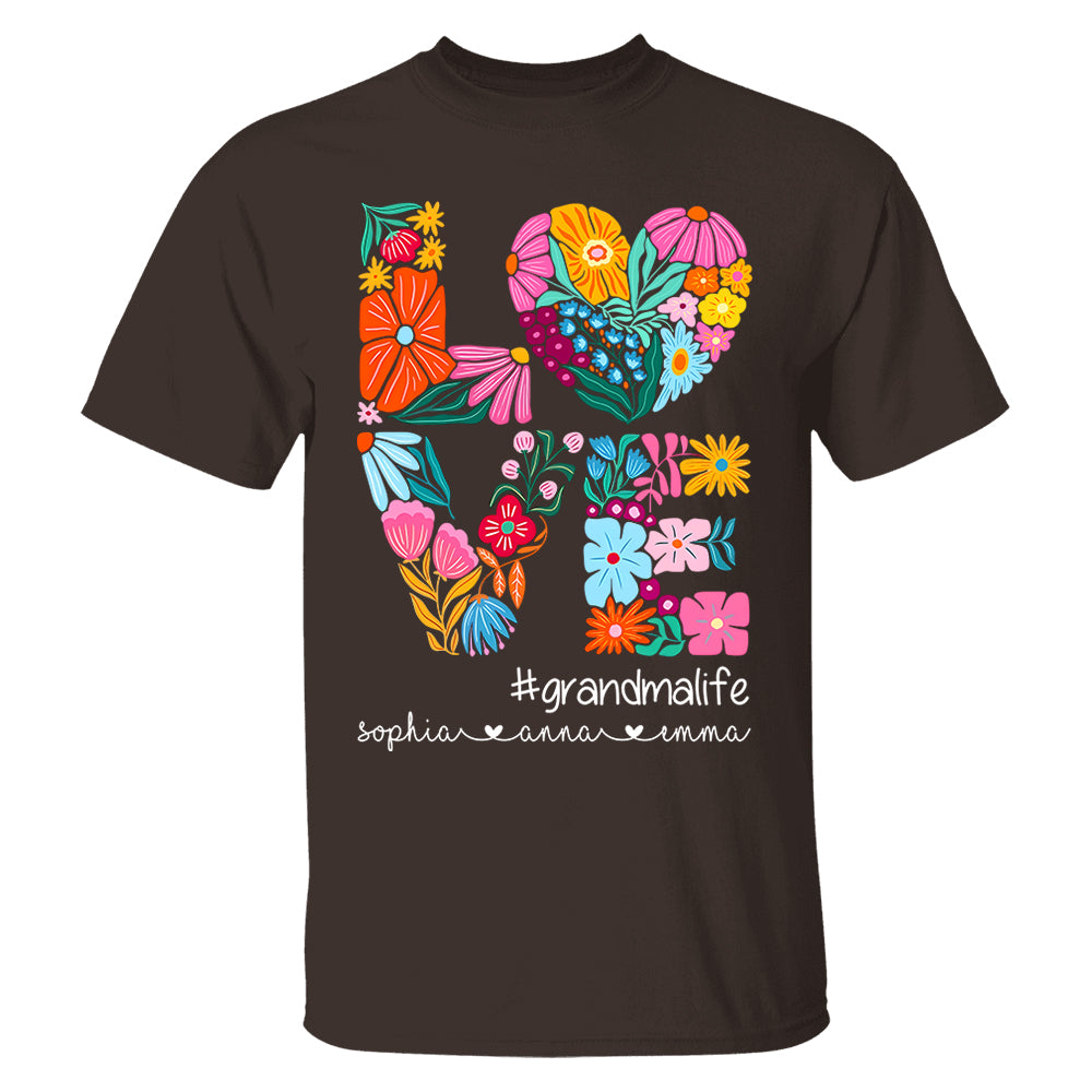 Love Grandmalife - Cute Personalized Floral Shirt For Mother's Day - Custom Kids Names NA04 Do99