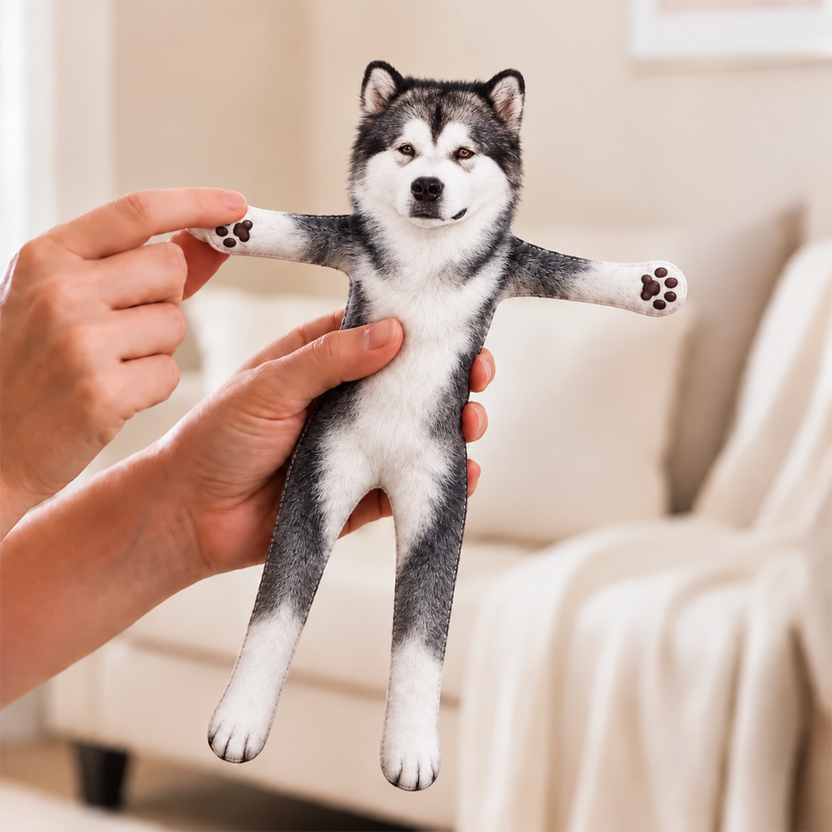 Personalized Alaskan Malamute Photo Pet Squishy Toy Poseable Plush Doll, Funny Gift For Dog Mom, Dad, Pet Lover T1807 T24 TL06