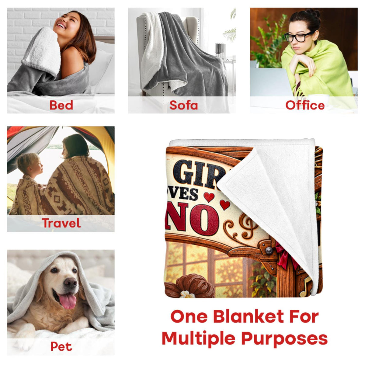 Just A Girl Who Loves Piano, Personalized Piano Blanket, Custom Name Gift, Gift For Piano Players Piano Lover MI209 Hv01 KL07
