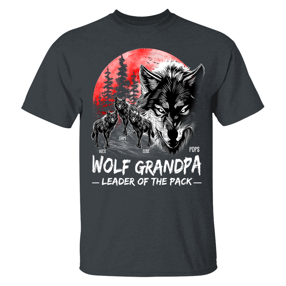 Wolf Grandpa Leader Of The Pack Personalized Shirt - Perfect Father's Day Gift for Dad Pa00