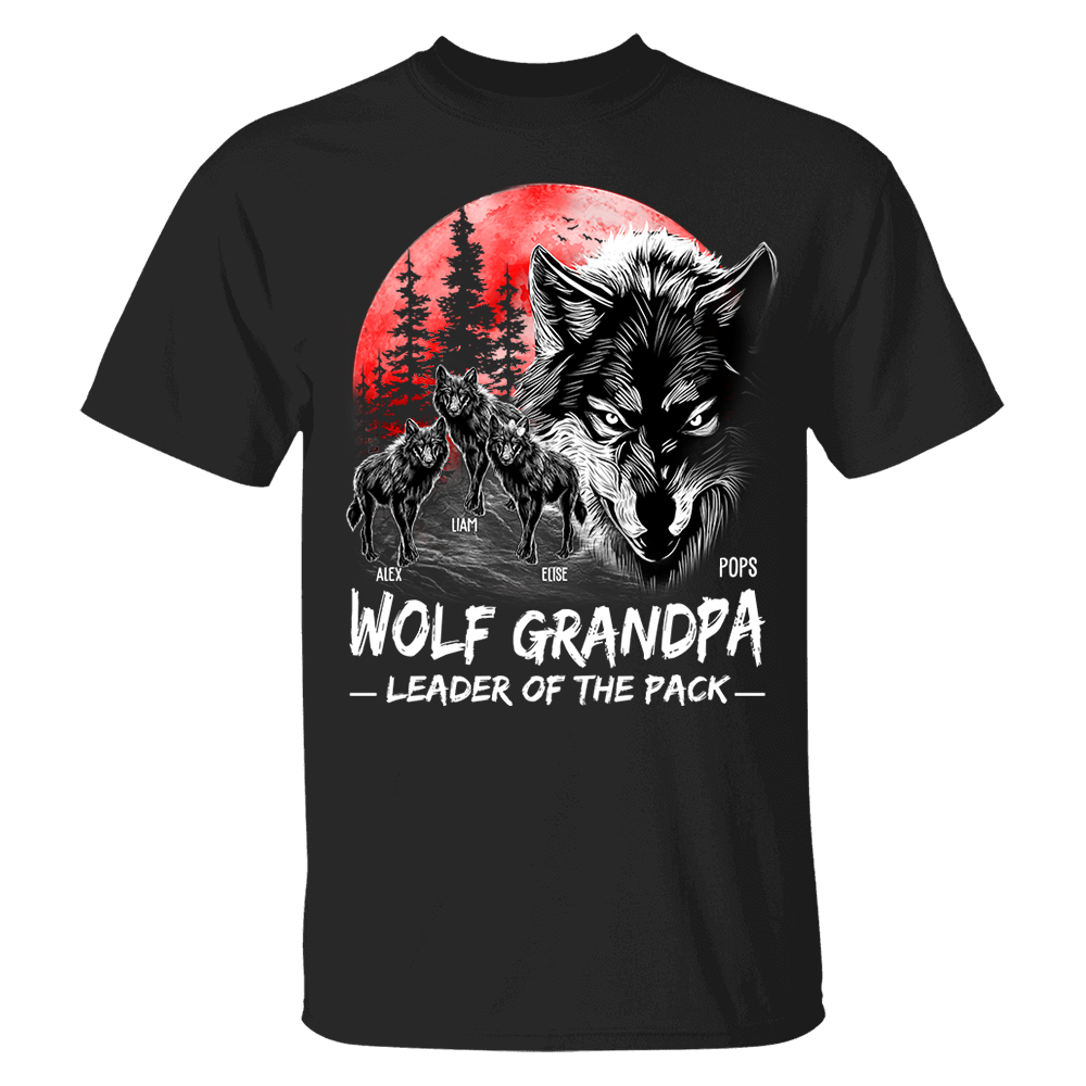 Wolf Grandpa Leader Of The Pack Personalized Shirt - Perfect Father's Day Gift for Dad Pa00