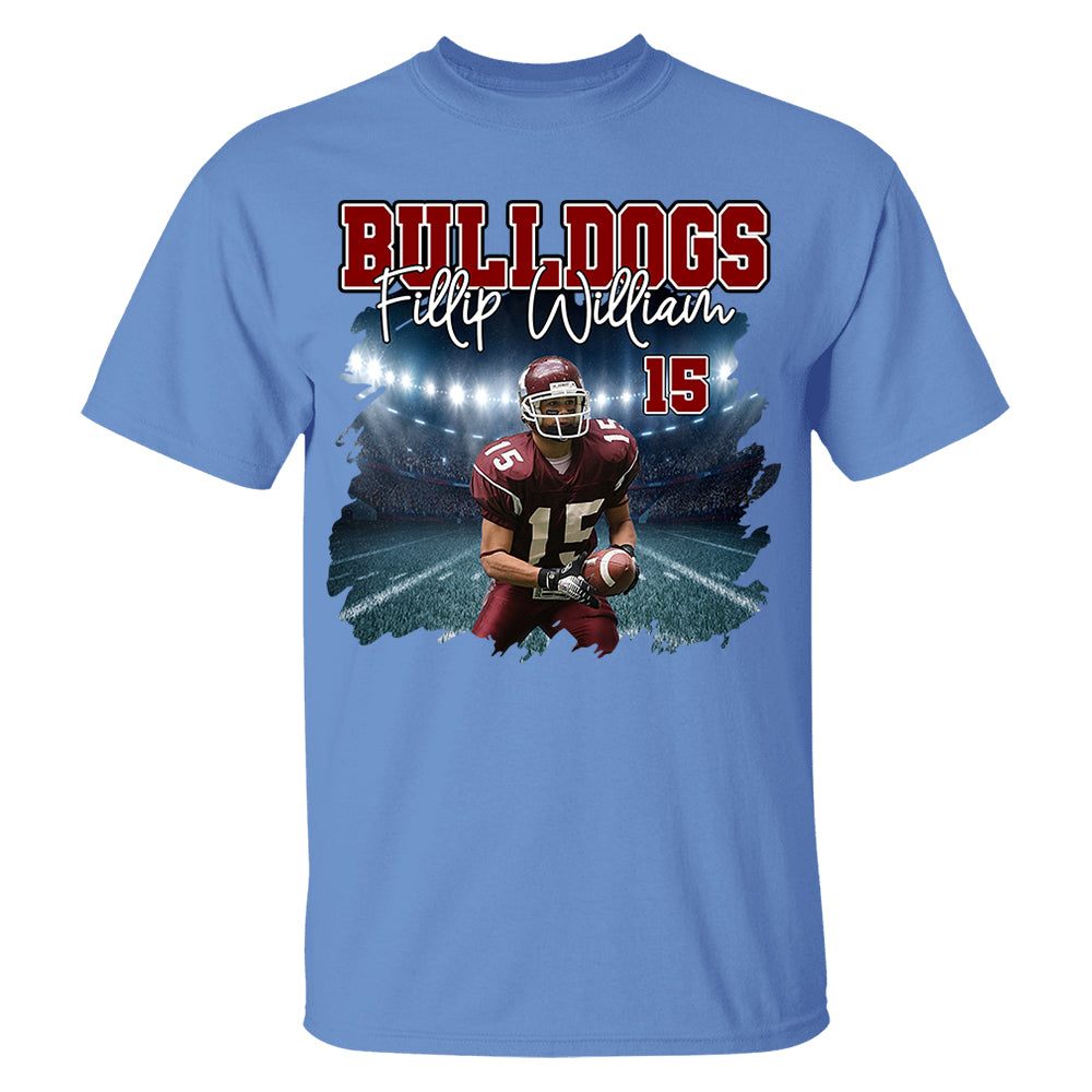 Football Personalized Shirt Custom Photo And Team Name, Custom Bootleg Rap Tee Football