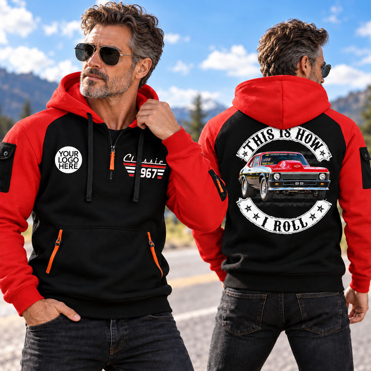 This Is How I Roll - Custom Photo Classic Car Half Zipper Hoodie - Gift for Dad, Grandpa & Car Lovers A2110 Pt99 TL06