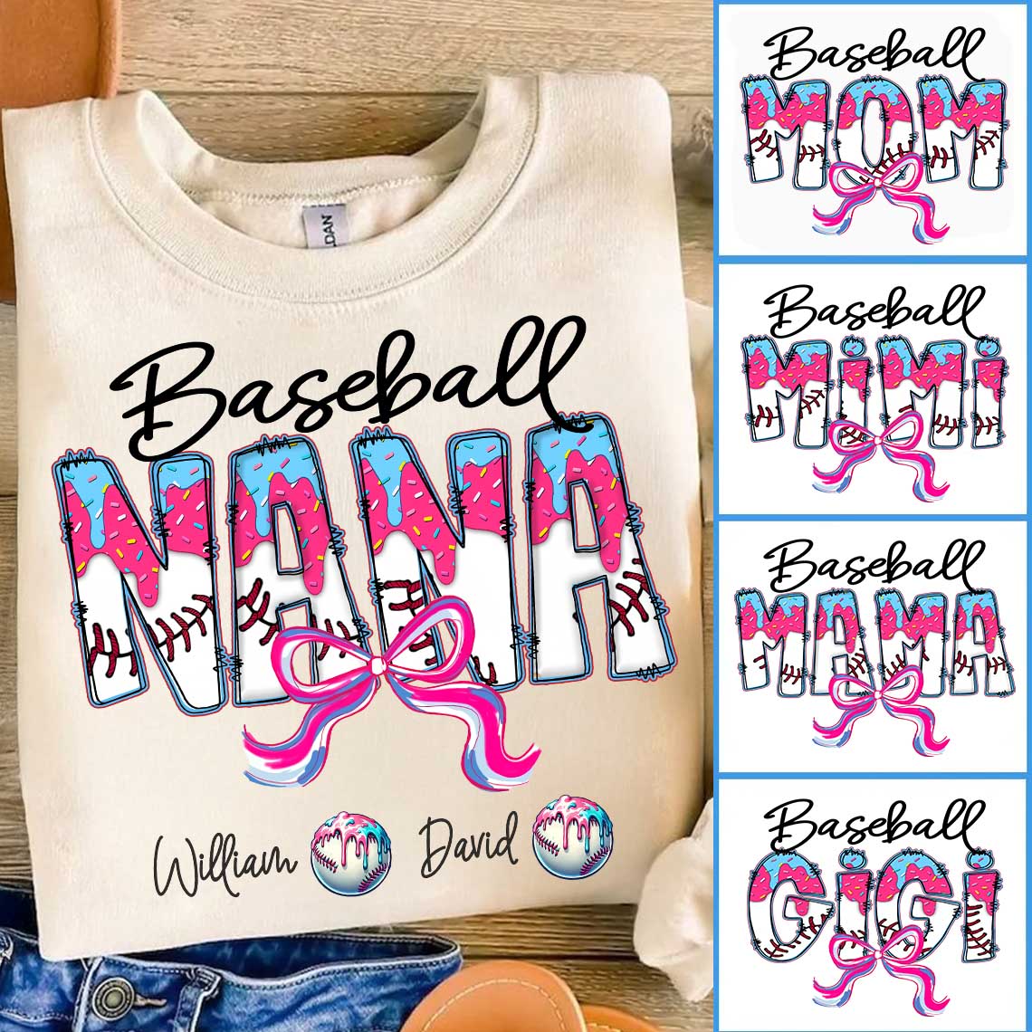 Baseball Drip Nana - Custom Nickname & Kid Names - Personalized Shirt Gift For Grandma NA04 Pt99