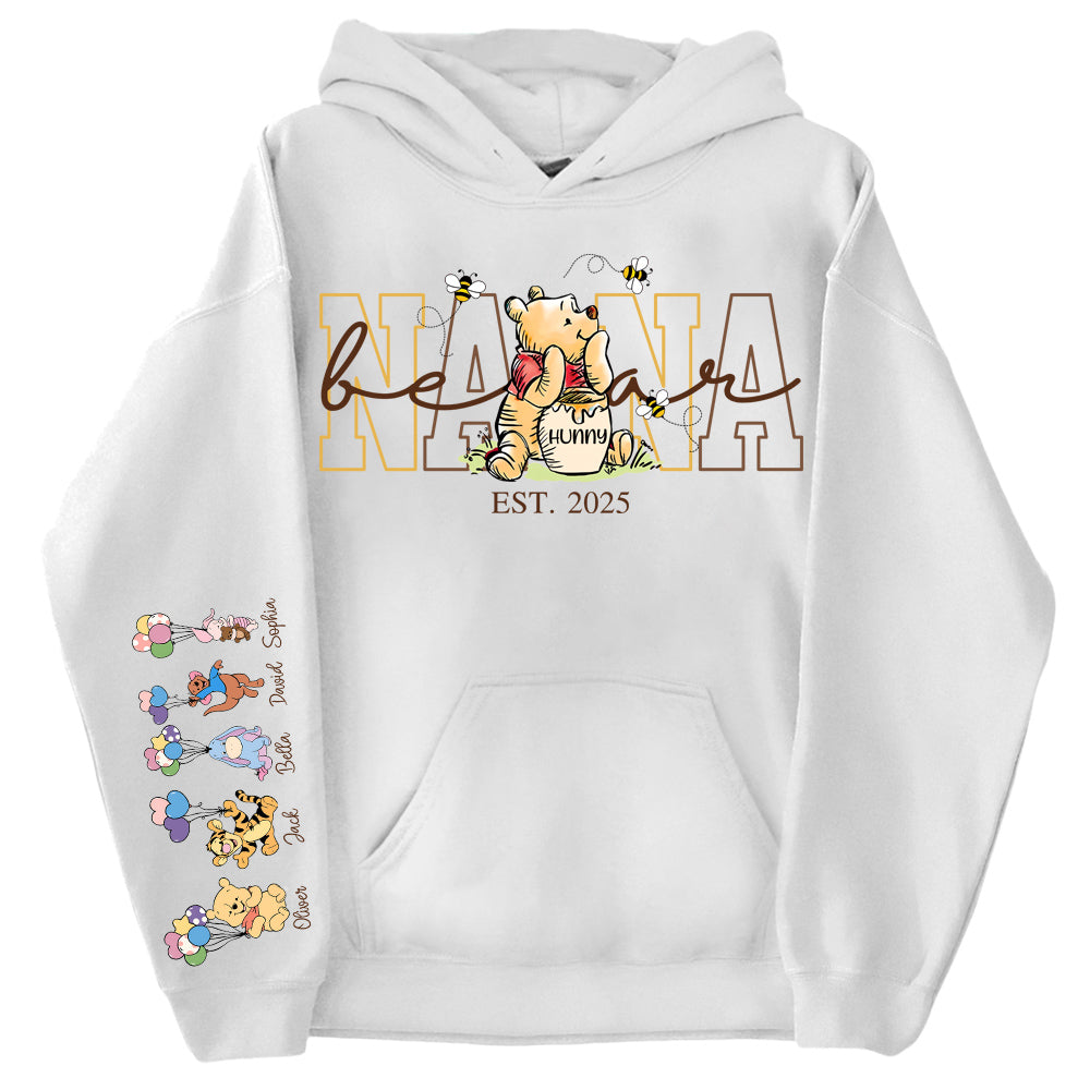 Custom Mama Bear Shirt, Mama Est with Kid Name on Sleeve - Personalized Grandma Bear Shirt Mothers Day Gift Do99