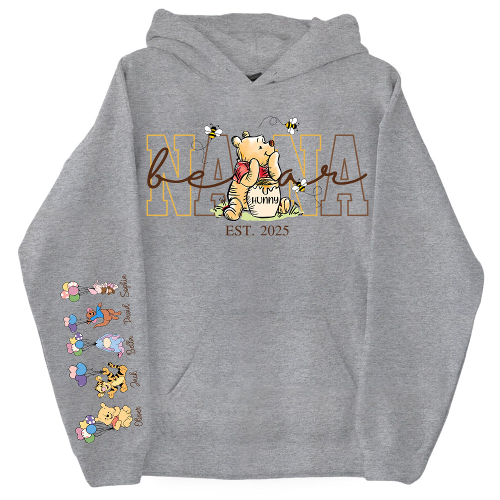 Custom Mama Bear Shirt, Mama Est with Kid Name on Sleeve - Personalized Grandma Bear Shirt Mothers Day Gift Do99