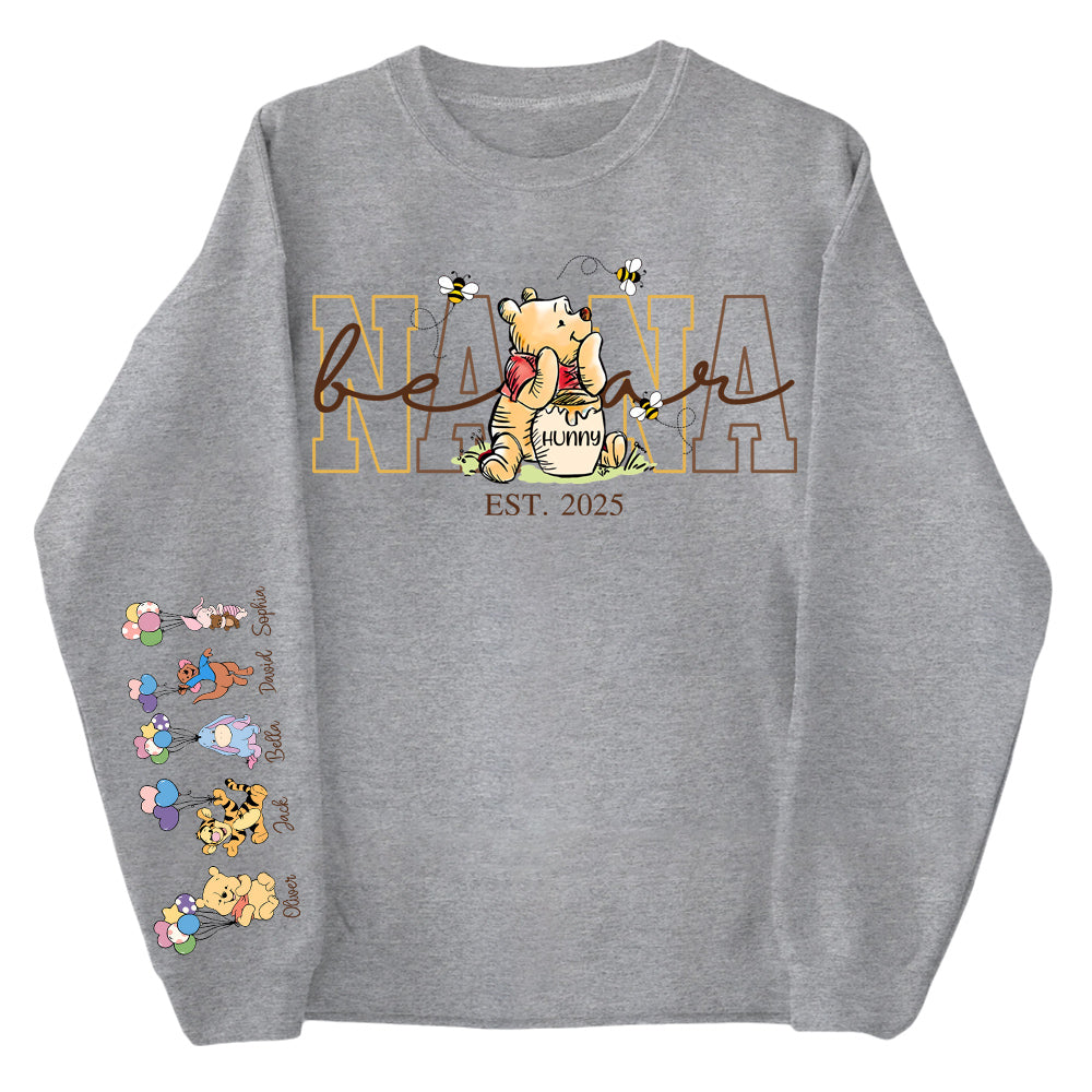 Custom Mama Bear Shirt, Mama Est with Kid Name on Sleeve - Personalized Grandma Bear Shirt Mothers Day Gift Do99