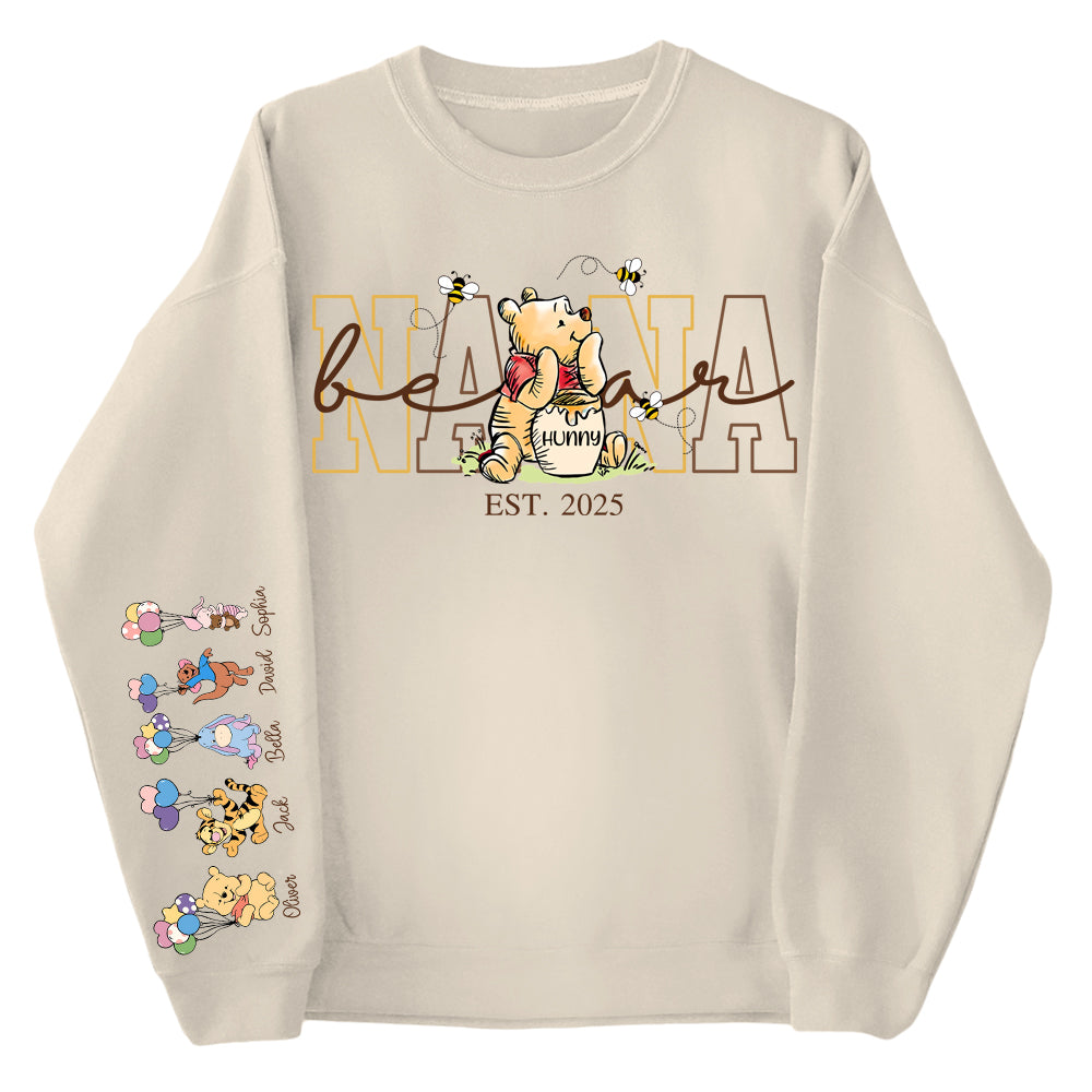 Custom Mama Bear Shirt, Mama Est with Kid Name on Sleeve - Personalized Grandma Bear Shirt Mothers Day Gift Do99