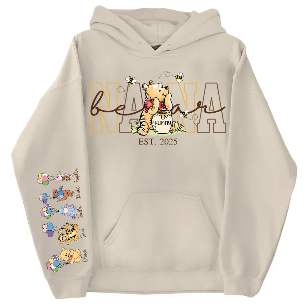 Custom Mama Bear Shirt, Mama Est with Kid Name on Sleeve - Personalized Grandma Bear Shirt Mothers Day Gift Do99