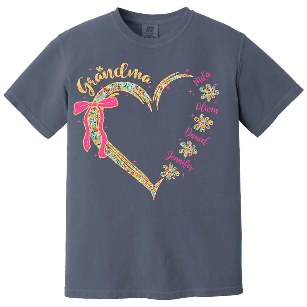 Grandma Floral Heart - Cute Personalized Shirt For Grandma Mother's Day NA04 Tm01
