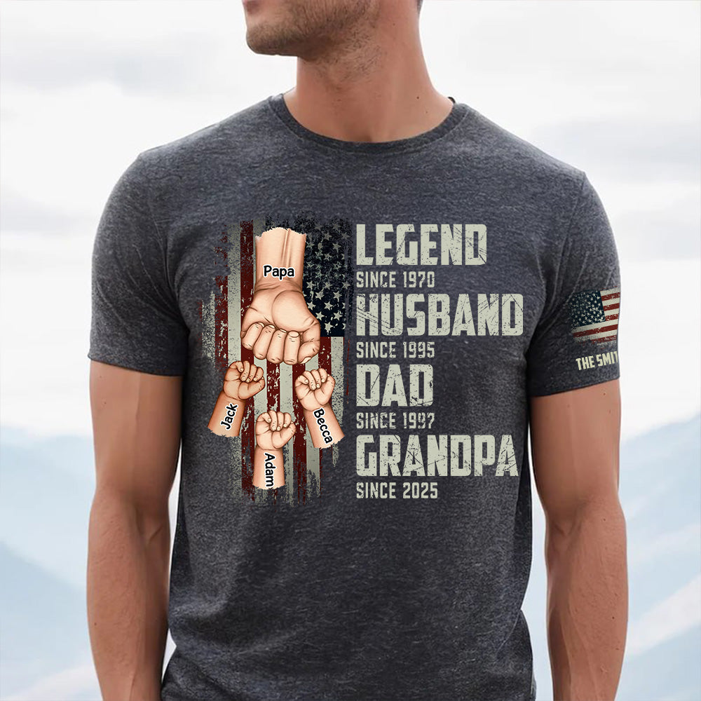From Legend To Papa - Family Personalized Classic Tee 2 Sleeve Print, Gift For Father's Day, Gift For Dad, Grandpa Tu24