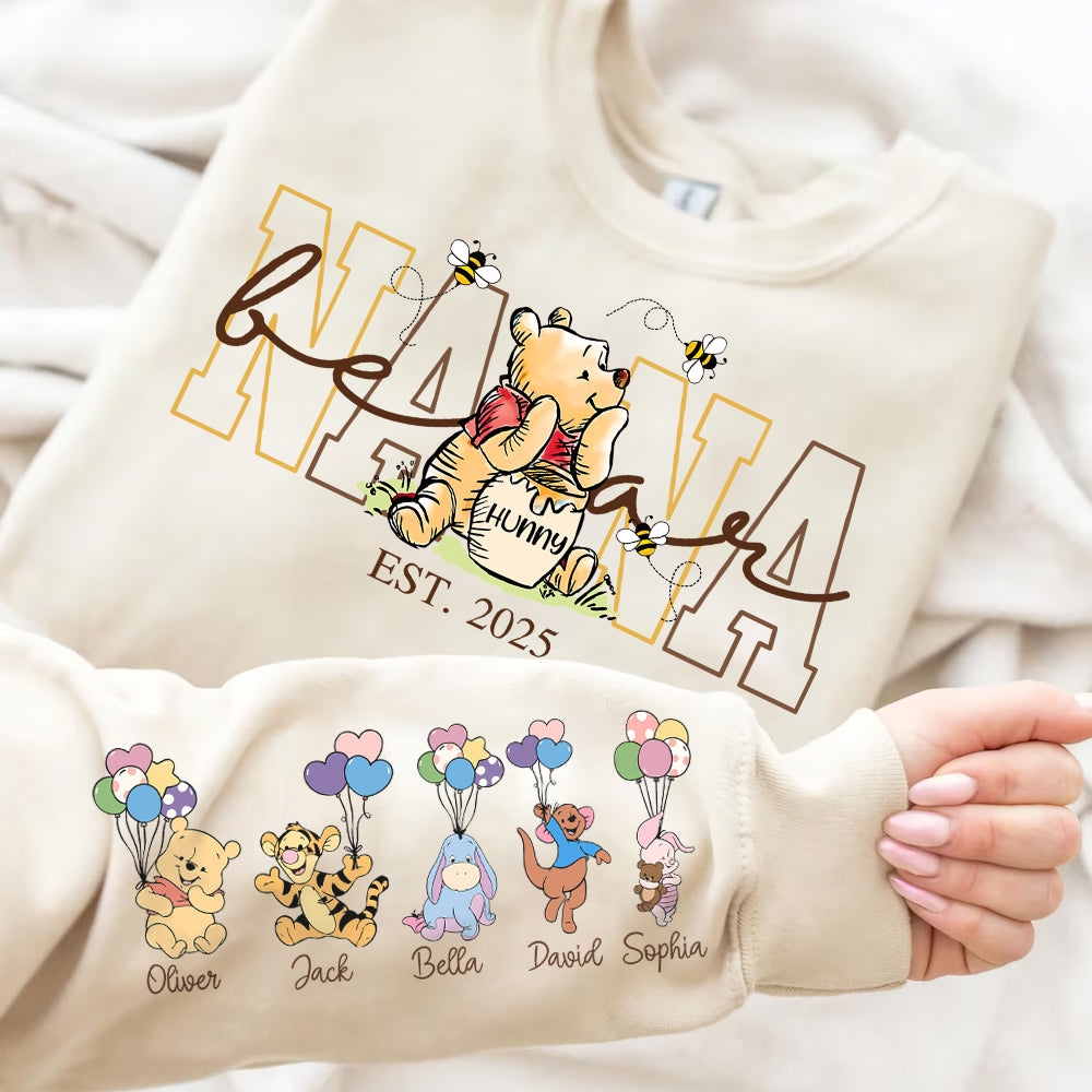 Custom Mama Bear Shirt, Mama Est with Kid Name on Sleeve - Personalized Grandma Bear Shirt Mothers Day Gift Do99
