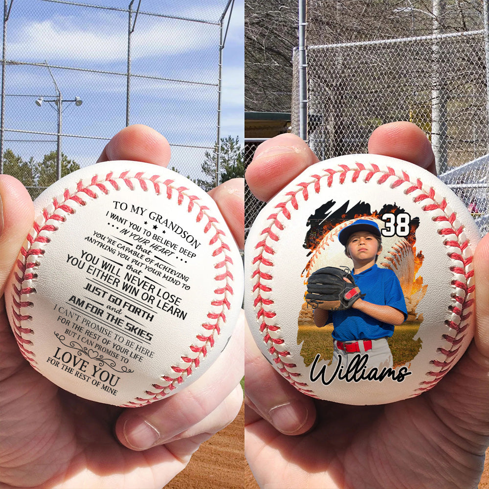 To My GrandSon You Will Never Lose Baseball Ball, Personalized Engraved Baseball, Gift For Mom Tu24