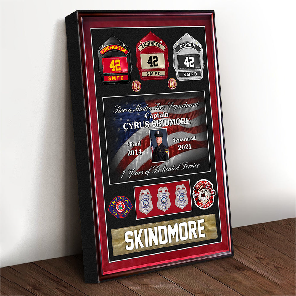 Fire Department Custom Shadow Boxes Personalized Poster Canvas Gift For Firefighter H2511
