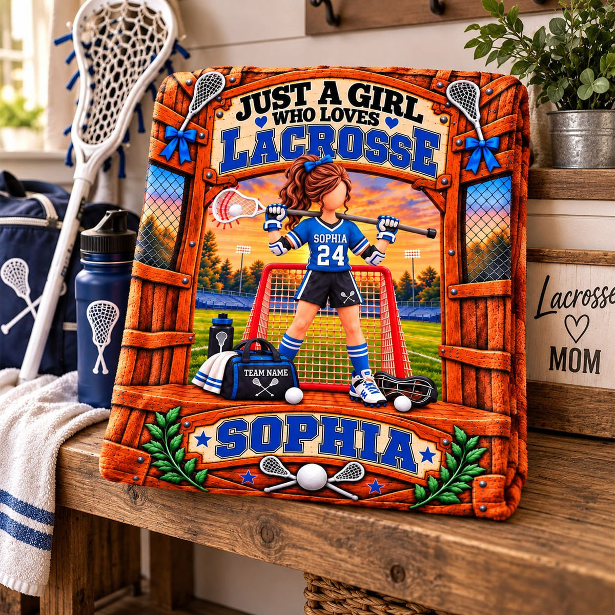Just A Girl Who Loves Lacrosse, Personalized Lacrosse Blanket, Custom Player Name Gift, Gift For Lacrosse Players Lacrosse Lover T1807 Nh00 TL06