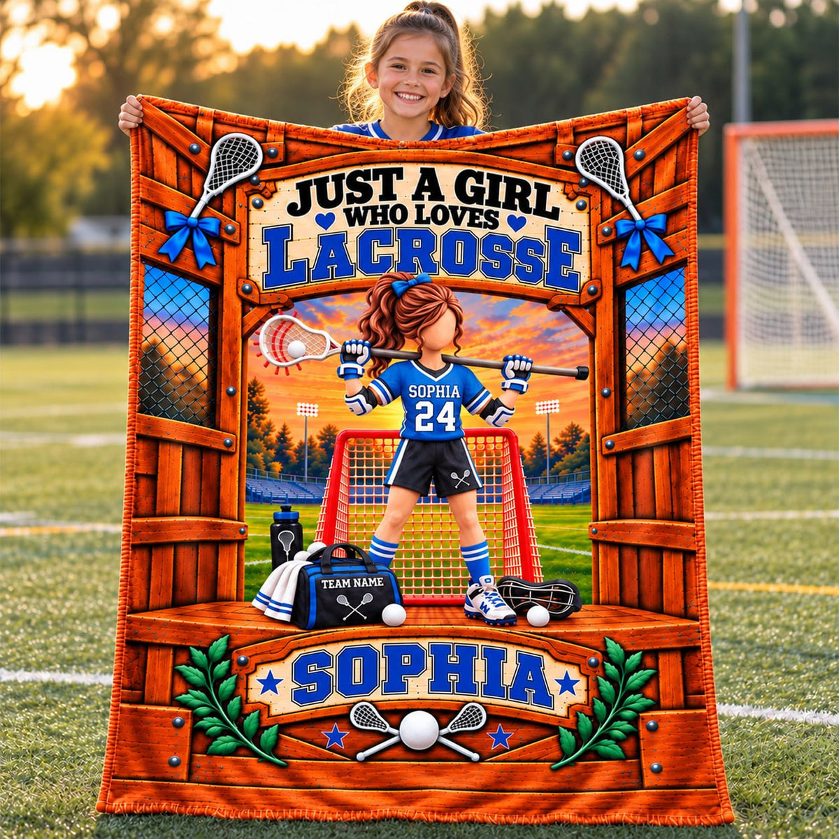 Just A Girl Who Loves Lacrosse, Personalized Lacrosse Blanket, Custom Player Name Gift, Gift For Lacrosse Players Lacrosse Lover T1807 Nh00 TL06