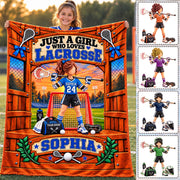 Just A Girl Who Loves Lacrosse, Personalized Lacrosse Blanket, Custom Player Name Gift, Gift For Lacrosse Players Lacrosse Lover T1807 Nh00 TL06