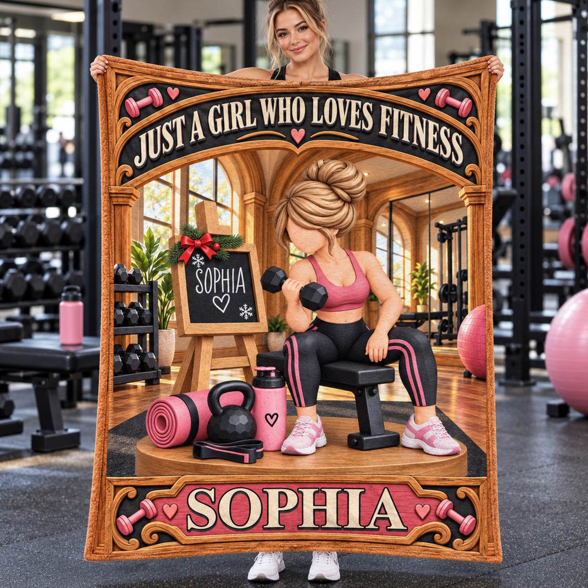 Personalized Fitness Gym Girl Christmas Blanket, Weightlifting Lover Keepsake Gift C2408 Nh00 DN10