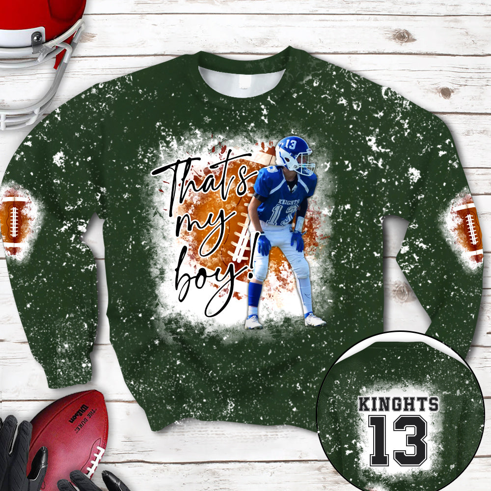 Personalized Football Bleached Shirt That's My Boy Custom Image Player K1702