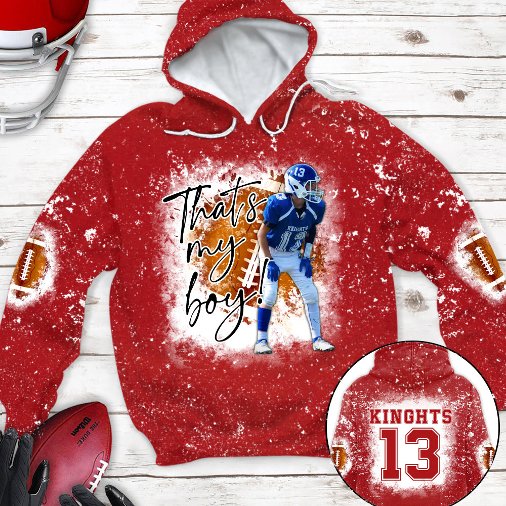 Personalized Football Bleached Shirt That's My Boy Custom Image Player K1702